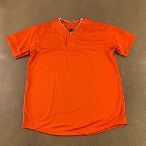 Alleson Athletic Youth Size XL Orange Two Button Mesh Baseball Jersey NWT